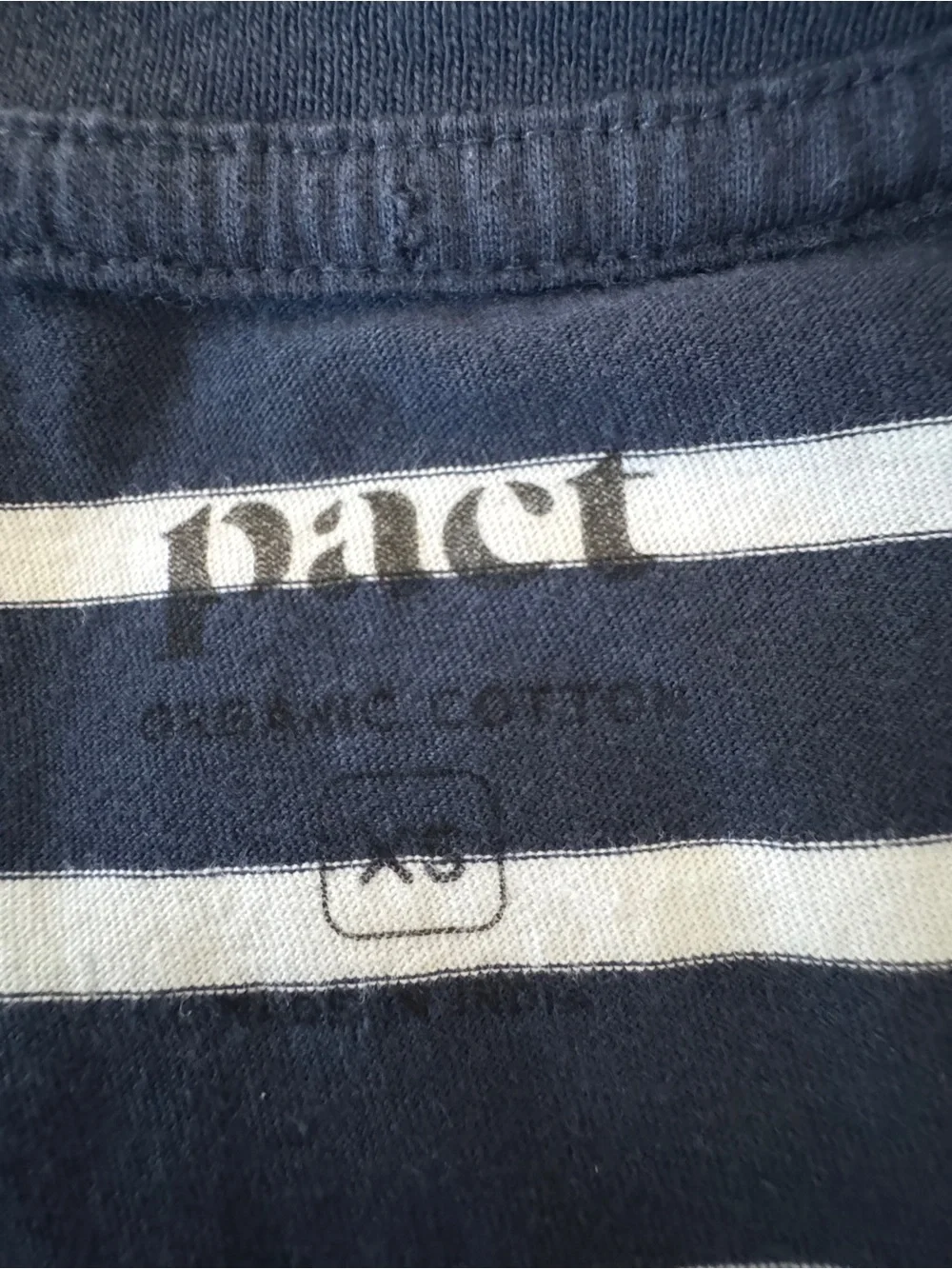 Pact Organic Cotton Softspun Tee Dress Navy White Stripe Casual XS